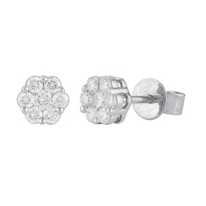 Diamond Flower Cluster Stud Earrings - Ian Sharp Jewellery