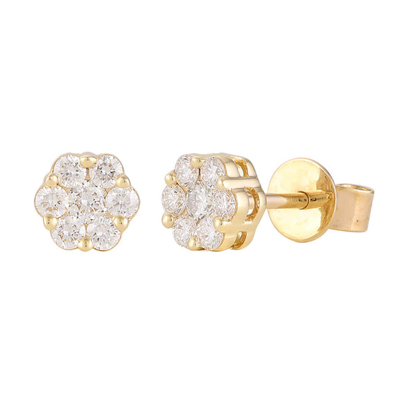 Diamond Flower Cluster Stud Earrings - Ian Sharp Jewellery