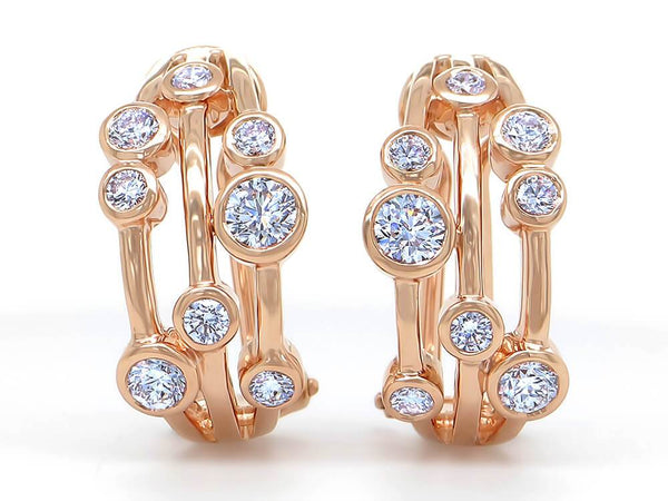 Diamond Huggie Bubble Earrings - Ian Sharp Diamond Earrings