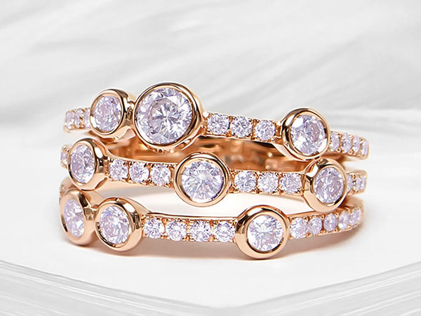 Diamond Three Row Scattered Bubble Ring - Ian Sharp Fine Diamond Jewellery