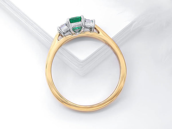 Diamond and Emerald Three Stone Ring - Ian Sharp Rings
