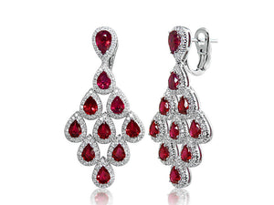Diamond and Ruby Chandelier Drop Earrings - Ian Sharp Jewellery