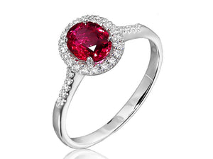 Diamond and Ruby Oval Halo Ring - Ian Sharp Jewellery