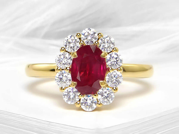 Diamond and Ruby Oval Ring - Ian Sharp Jewellery
