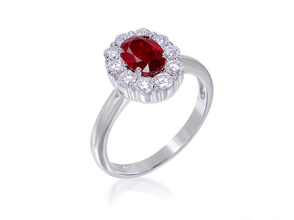 Diamond and Ruby Oval Ring - Ian Sharp Jewellery
