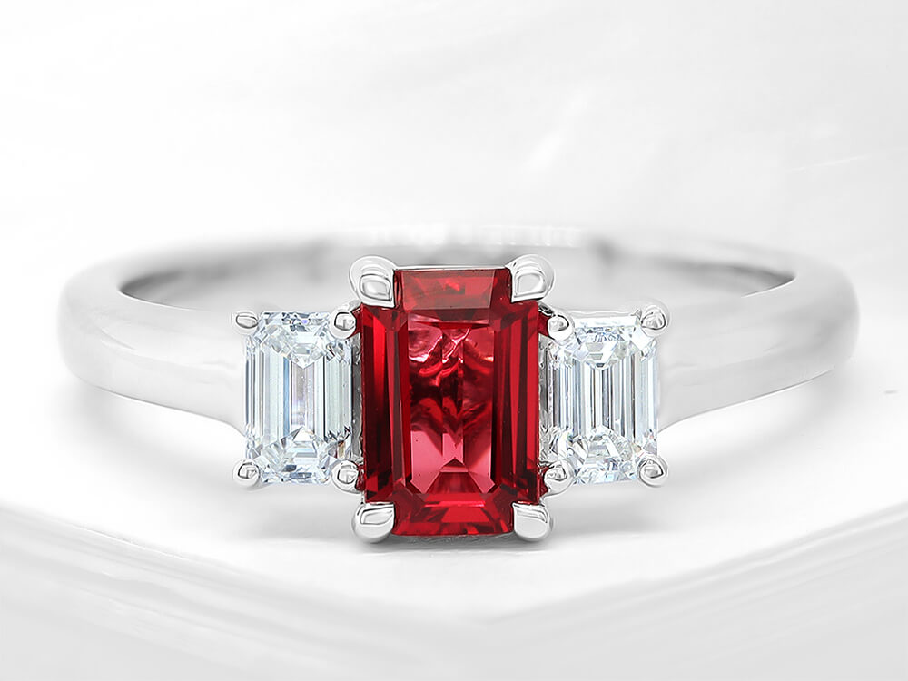Diamond and Ruby Three Stone Ring - Ian Sharp Jeweller