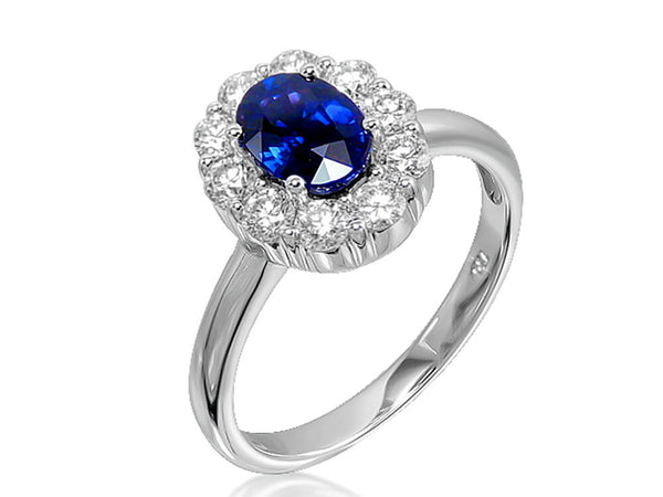 Diamond and Sapphire Oval Ring - Ian Sharp Jewellery