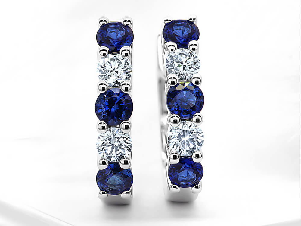 Diamond and Sapphire Huggie Earrings - Ian Sharp Jewellery