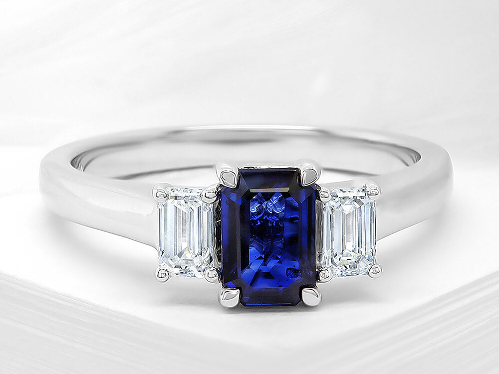 Diamond and Sapphire Three Stone Ring - Ian Sharp Jewellery