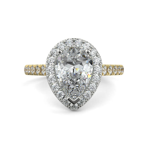 Dolce Single Halo Pear Diamond Ring Mount - Ian Sharp Jewellery