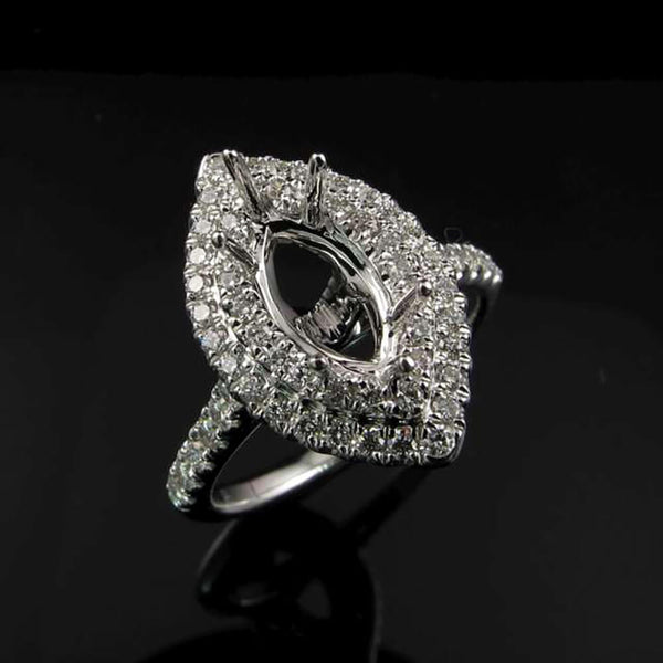 Fiore Double Halo Marquee Diamond Ring Mount - Ian Sharp Jewellery