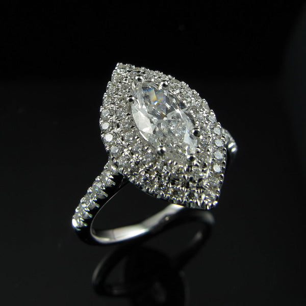 Fiore Double Halo Marquee Diamond Ring Mount - Ian Sharp Jewellery