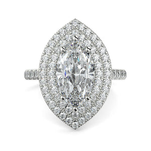 Fiore Double Halo Marquee Diamond Ring Mount - Ian Sharp Jewellery