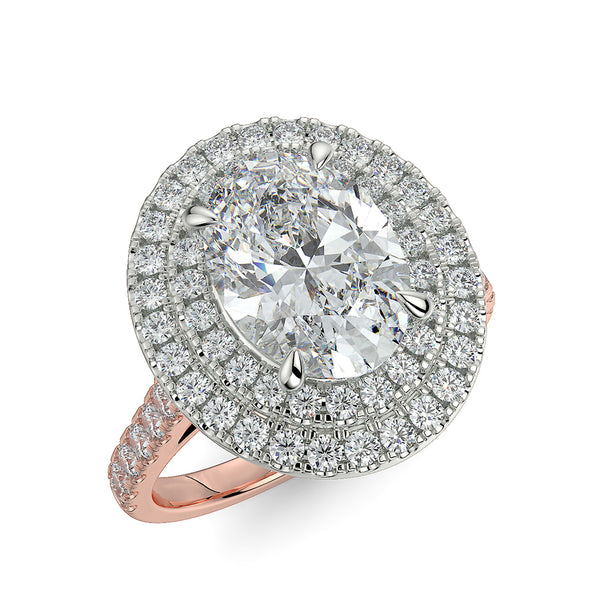 Fiore Double Halo Oval Diamond Ring Mount - Ian Sharp Jewellery