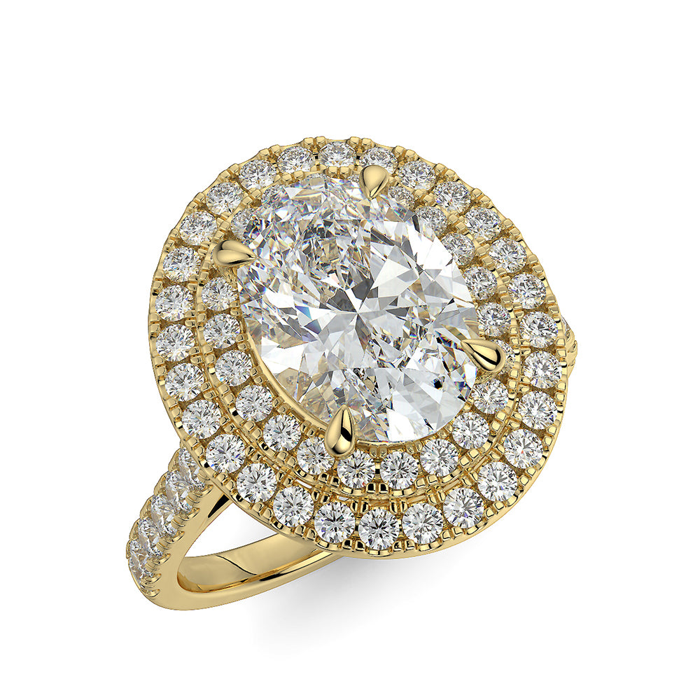 Fiore Double Halo Oval Diamond Ring Mount - Ian Sharp Jewellery