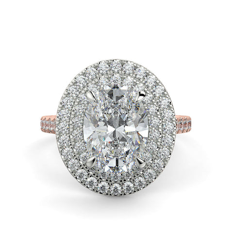 Fiore Double Halo Oval Diamond Ring Mount - Ian Sharp Jewellery