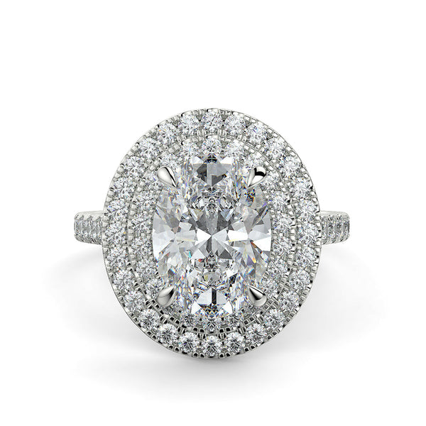Fiore Double Halo Oval Diamond Ring Mount - Ian Sharp Jewellery