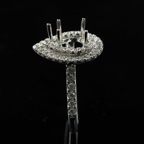 Fiore Double Halo Pear Diamond Ring Mount - Ian Sharp Jewellery