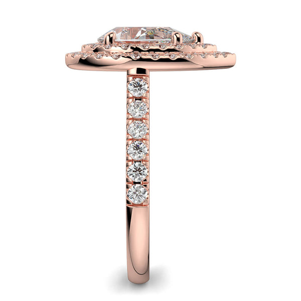 Fiore Double Halo Pear Diamond Ring Mount - Ian Sharp Jewellery