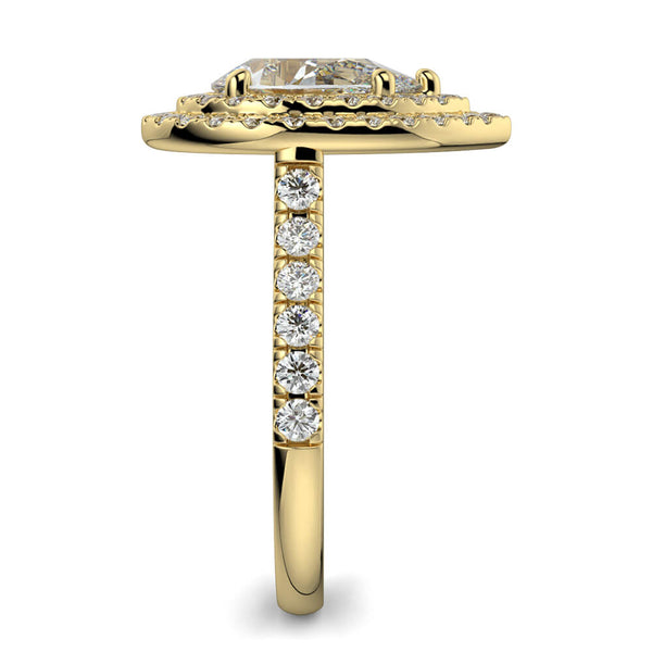 Fiore Double Halo Pear Diamond Ring Mount - Ian Sharp Jewellery