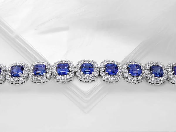 Flattering Sapphire & Diamond Dress Tennis Bracelet - Ian Sharp Fine Jewellery