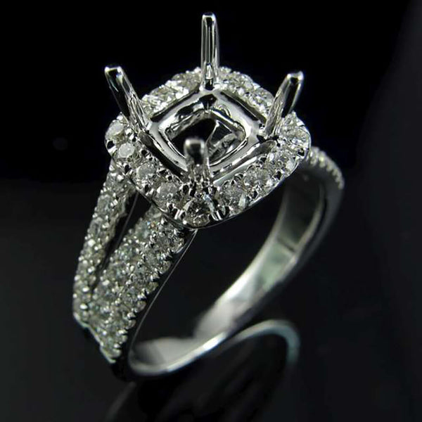Magico Cushion Diamond Ring Mount - Ian Sharp Jewellery