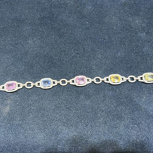 Multi Colour Diamond & Sapphire Bracelet - Ian Sharp Jewellery