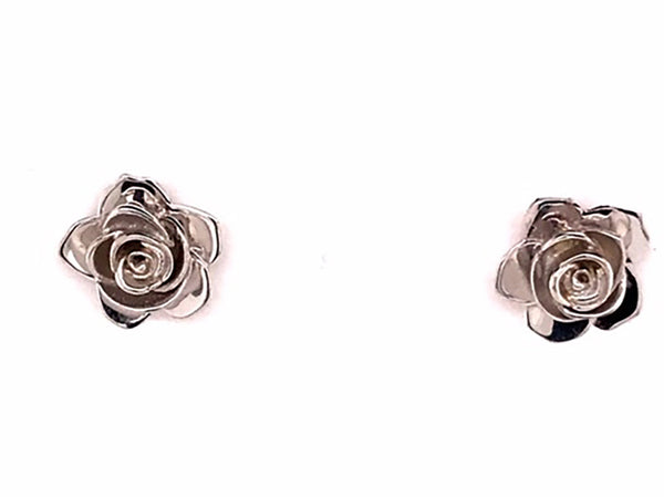 Rose Flower Gold Stud Earrings - Ian Sharp Jewellery