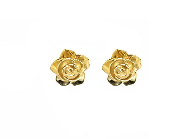 Rose Flower Gold Stud Earrings - Ian Sharp Jewellery
