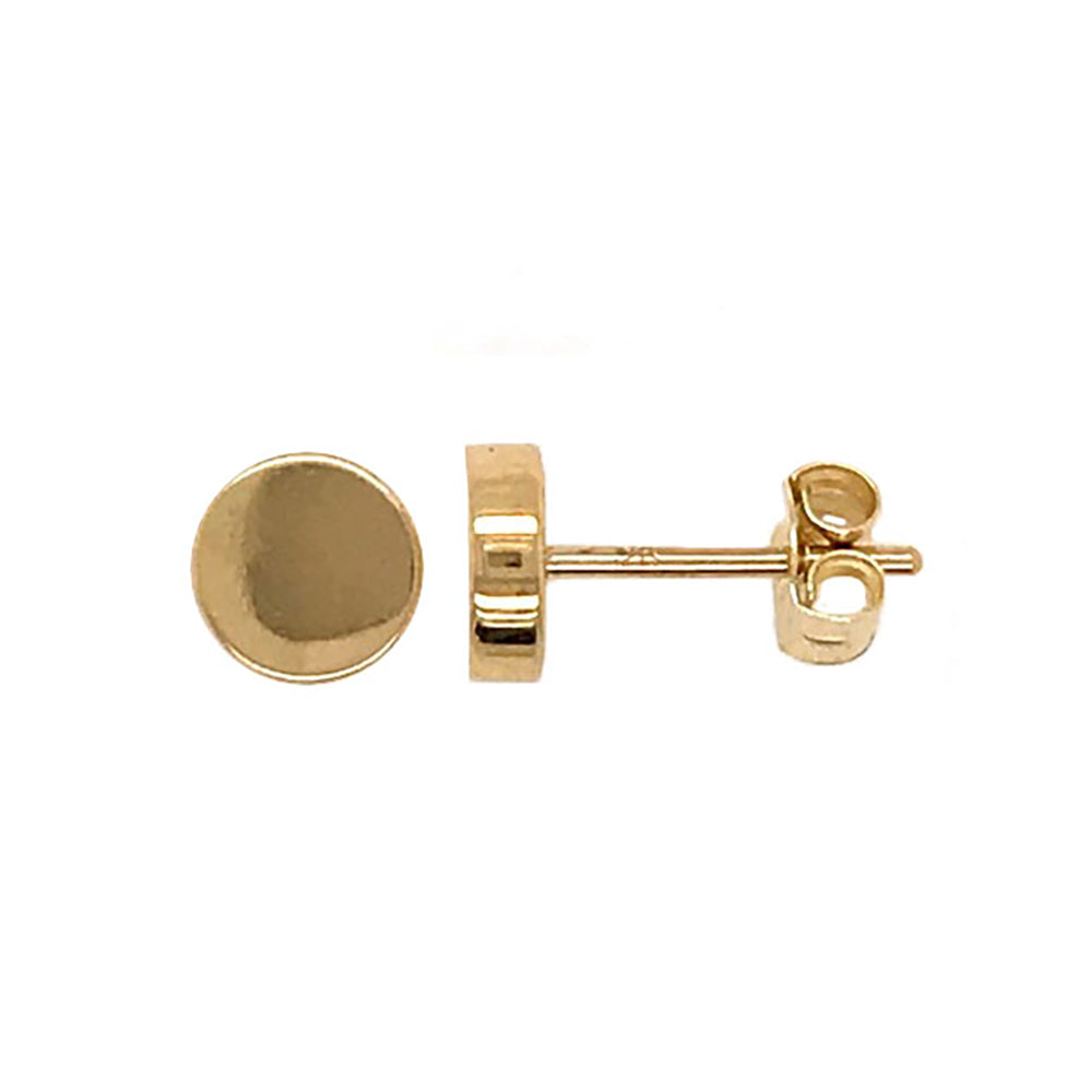 Round Disc Gold Stud Earrings - Ian Sharp Jewellery