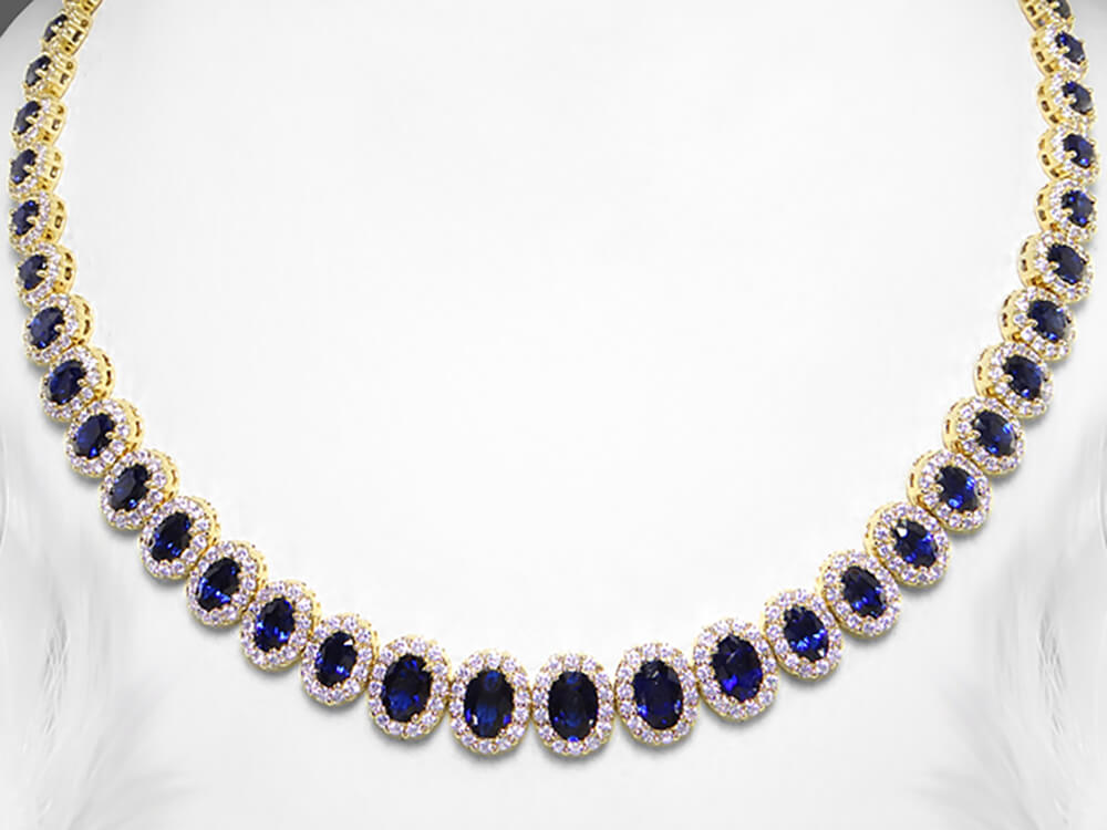Stunning Diamond and Oval Blue Sapphire Necklace Ian Sharp Fine Jewellery Ian Sharp Jewellery