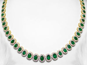 Stunning Diamond and Oval Emerald Necklace - Ian Sharp Jewellery