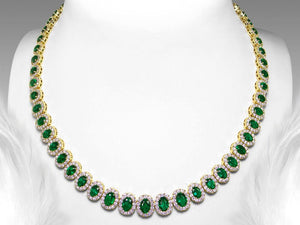 Stunning Diamond and Oval Emerald Necklace - Ian Sharp Jewellery