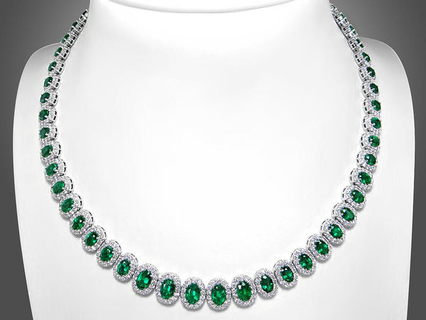 Stunning Diamond and Oval Emerald Necklace - Ian Sharp Jewellery