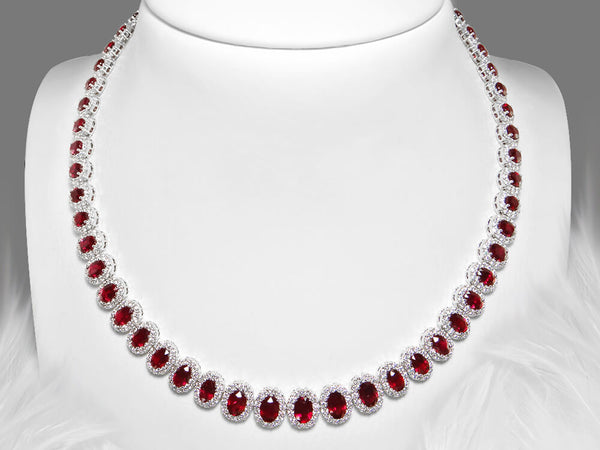 Stunning Diamond and Oval Ruby Necklace - Ian Sharp Jewellery
