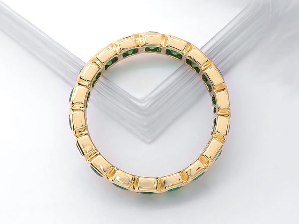 Stunning Emerald Shaped Emerald Eternity Ring - Ian Sharp Jewellery