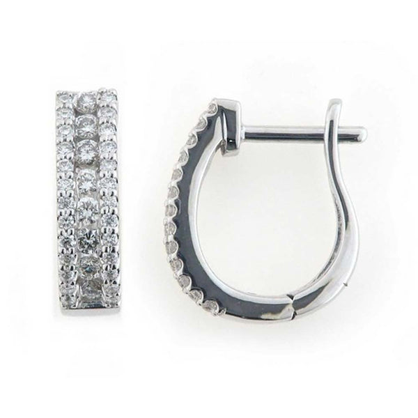 Three Row Diamond Huggie Earrings - Ian Sharp Fine Jewellery