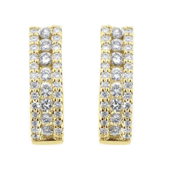 Three Row Diamond Huggie Earrings - Ian Sharp Fine Jewellery