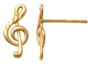 Treble Clef Gold Stud Earrings - Ian Sharp Jewellery