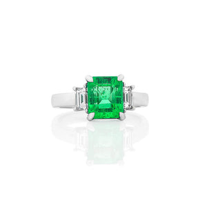 Platinum Emerald and Diamond Ring - Ian Sharp Jewellery